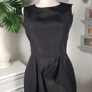 Oscar de la Renta Black Silk Taffeta w/ Pleats - Vintage Retro Fit & Flair sz 12